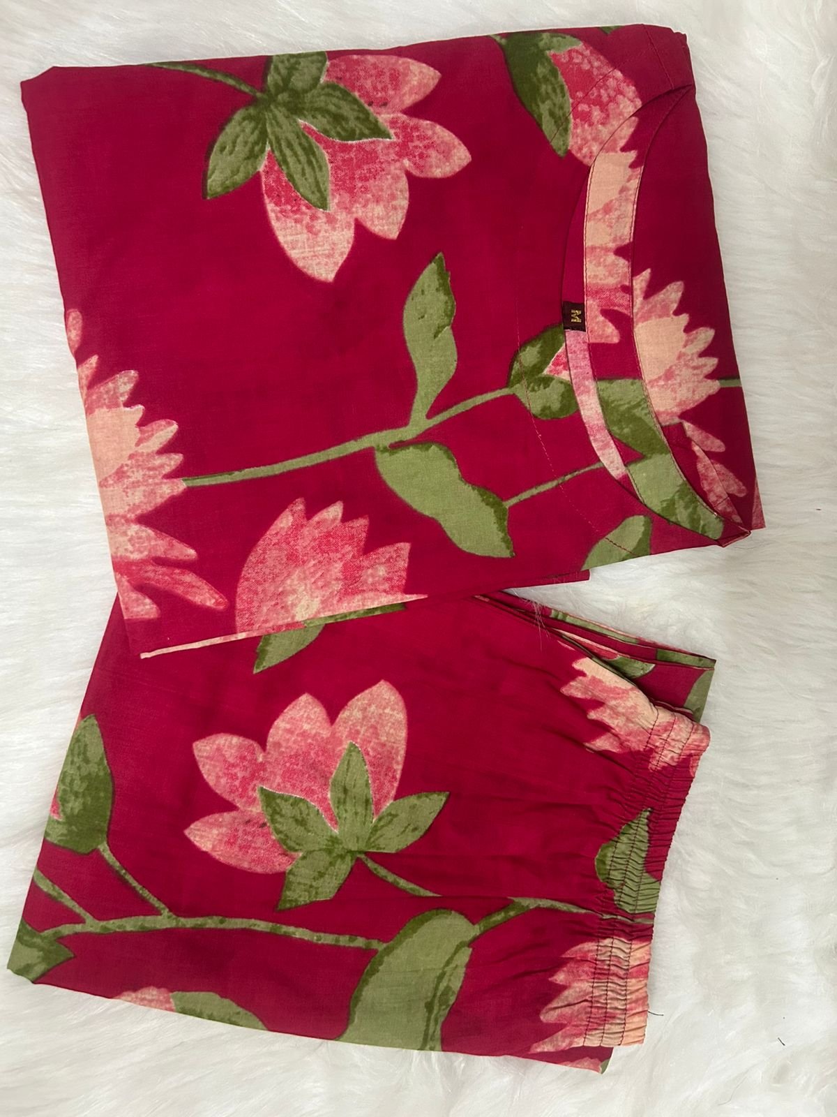 Printed Cotton Halter Neck Kurti Palazzo Suit Set